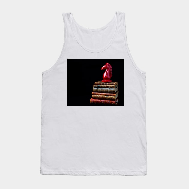 Red Knight On Old Books Tank Top by photogarry